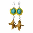 Turquoise Boho Leather Earrings