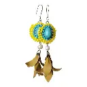 Yellow & Turquoise leather tassels 