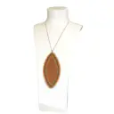 Bold Leaf-shaped beaded Leather Necklace