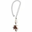 White quartz teardrop and leather Bloom necklace 