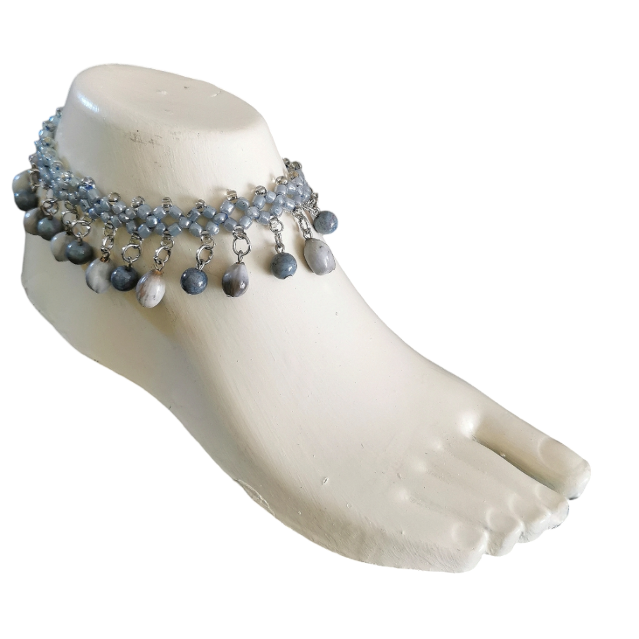 Grey Beaded Anklet