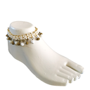 Olive green & White Beaded Anklets