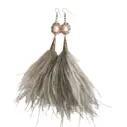 Freshwater Pearl & Ostrich Feather  Earrings