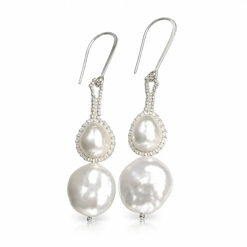 Double Pearl Drop Earrings