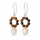 Freshwater Pearl & Tiger's eye Earrings