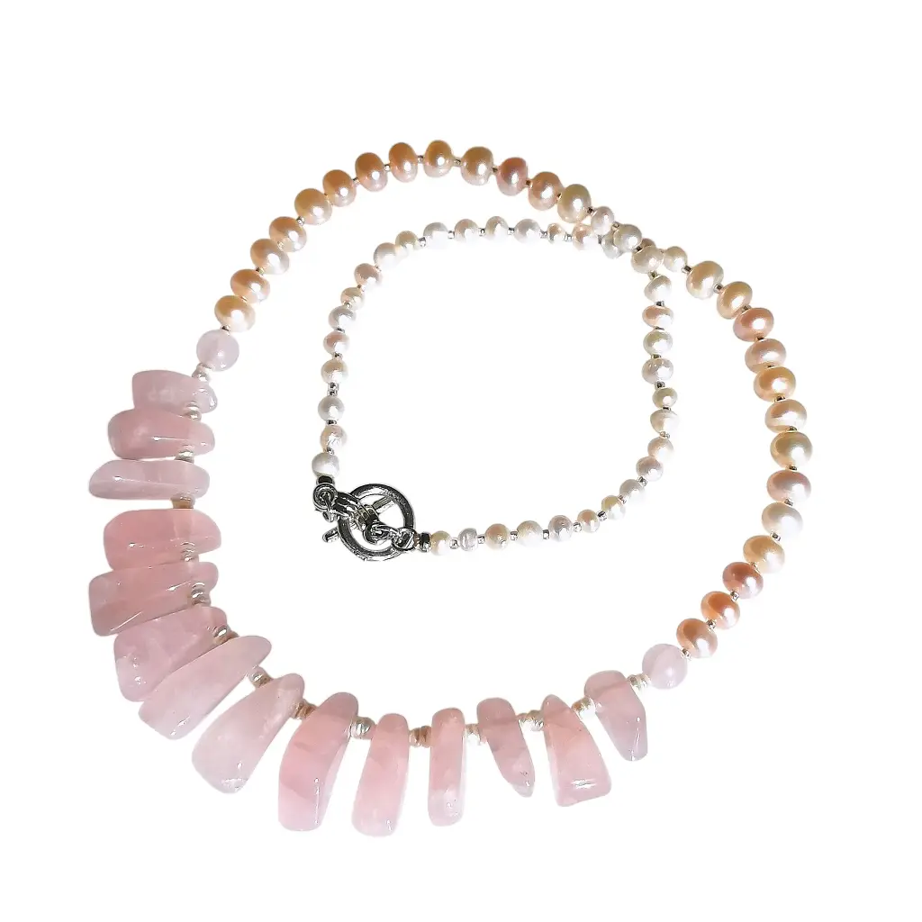 Rose Quartz & Freshwater Pearl Necklace