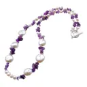 Knotted Amethyst Stone & Pearl Necklace