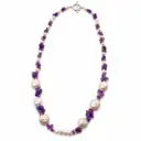 Knotted Amethyst Stone & Pearl Necklace