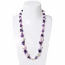 Knotted Amethyst Stone & Pearl Necklace