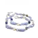 Knotted Light blue Jacinth, Moonstone& Lapis Stone necklace