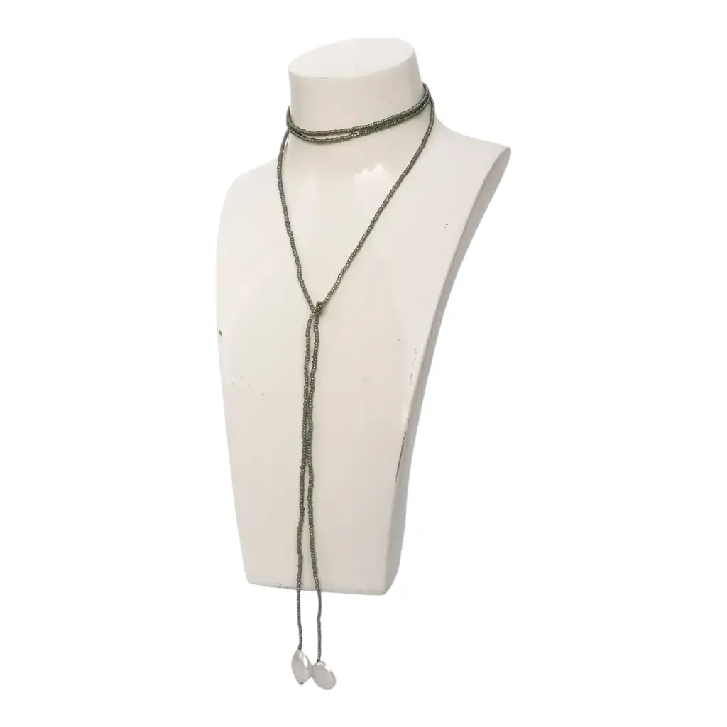 Olive Green Baroque Pearl Necklace