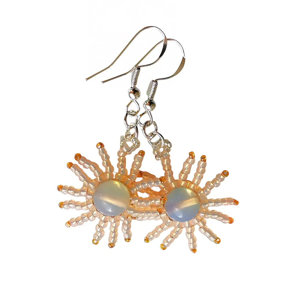 Elegant Moonstone & Japanese Beaded Earrings