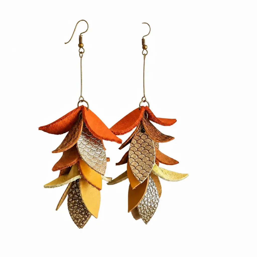 Elegant Curved Genuine Leather Earrings