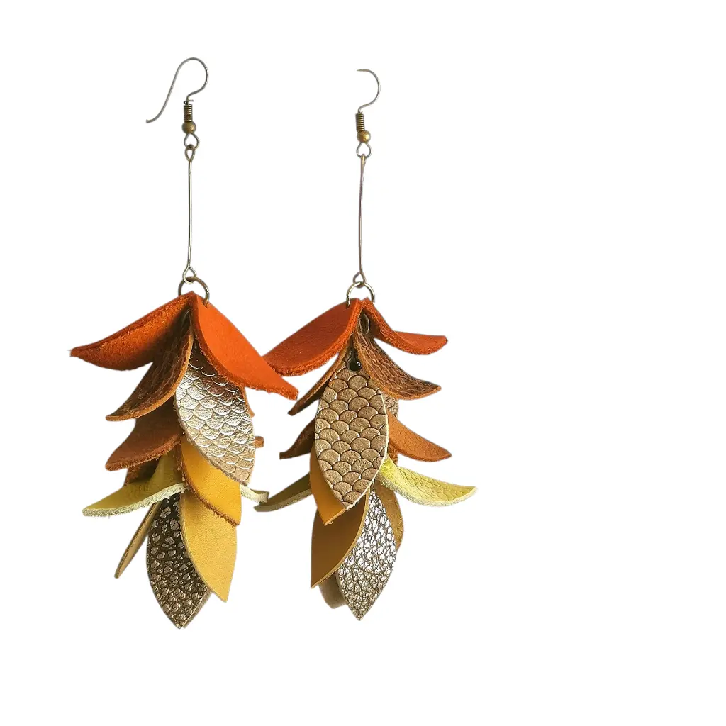 Elegant Curved Genuine Leather Earrings