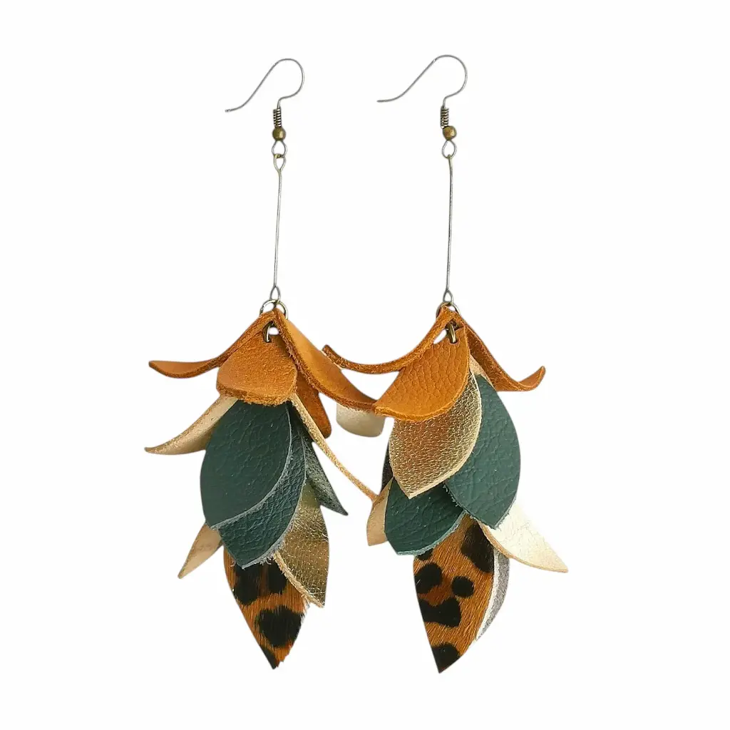 Elegant Curved Genuine Leather Earrings