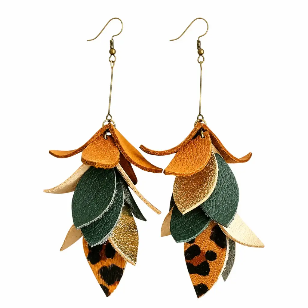 Elegant Curved Genuine Leather Earrings