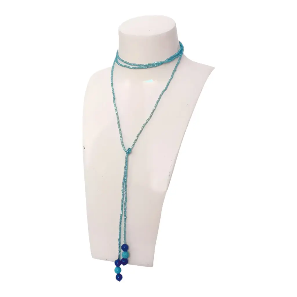 Blue Stone & Japanese beads necklace 