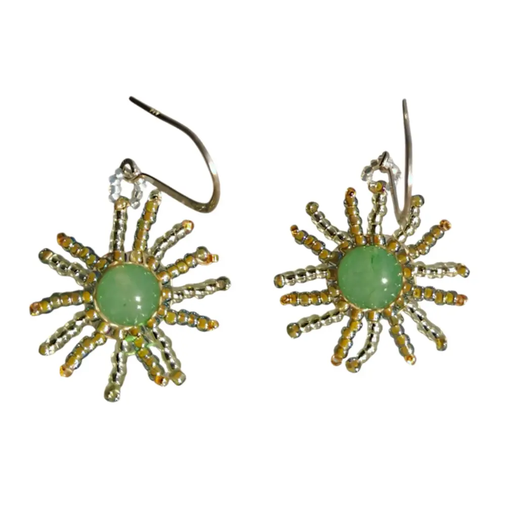 Elegant Aventurine & Japanese Beaded Earrings