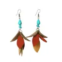 Elegantly Curved Genuine Leather Tassel Earrings