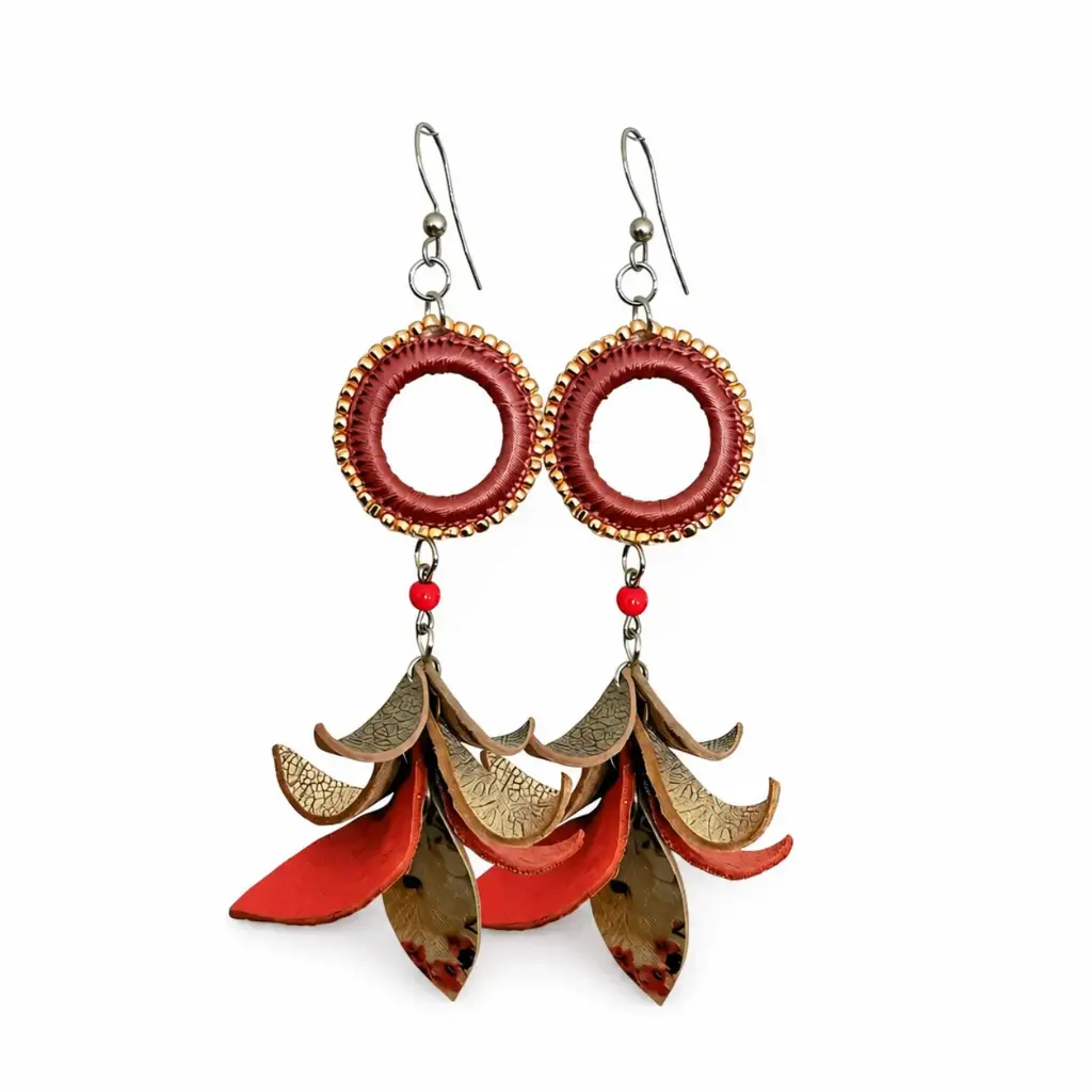Weaved & Crochet Leather Tassel Earrings