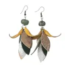 Elegantly Curved Genuine Leather Tassel Earrings