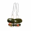 Unakite Stone Earrings – Sterling Silver Elegance 