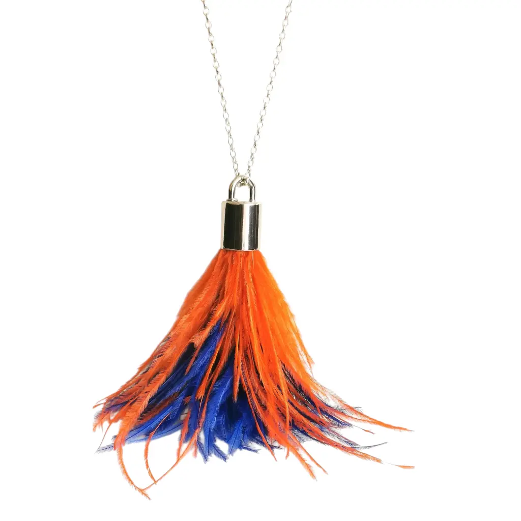 Greenish Crystal & Ostrich Feather Necklace