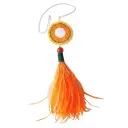 Orange beaded Ostrich Feather Necklace