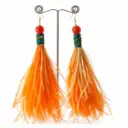 Sunset Ember Ostrich Feather Earrings