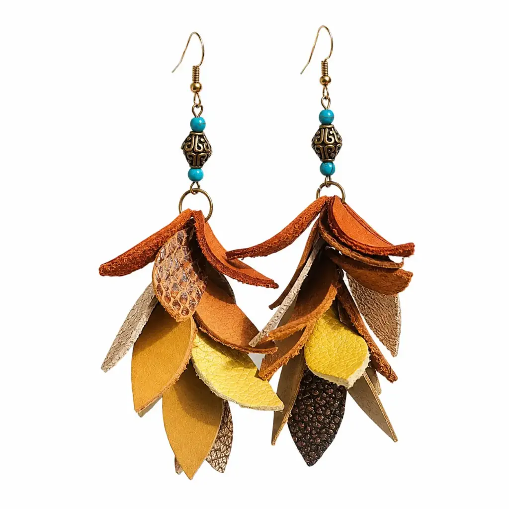 Elegant Curved Genuine Leather Earrings