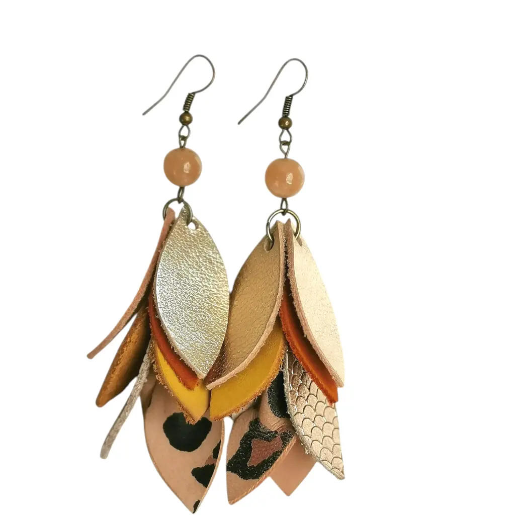 Elegant Curved Genuine Leather Earrings