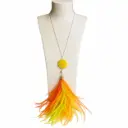 Yellow Crystal & Ostrich Feather Necklace