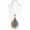 Grey Ostrich feather & gemstone necklace