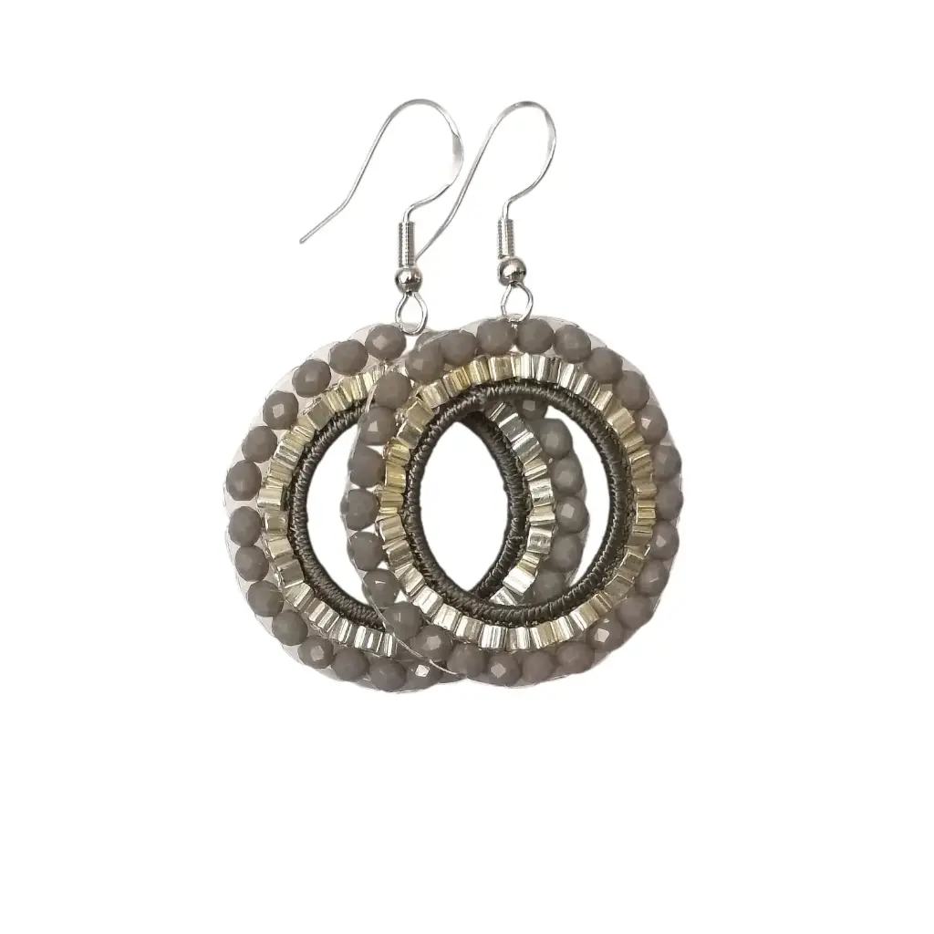 Grey crystal beaded Earring