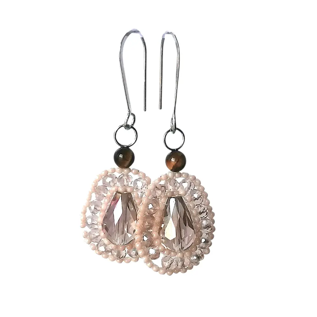 Beige crystal Teardrop Earring