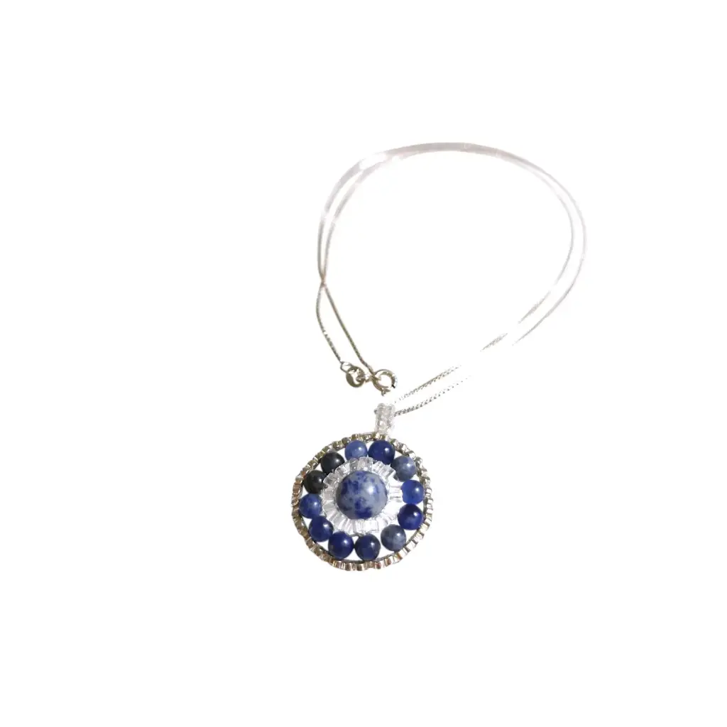 Lapis stone necklace  with Sterling silver chain 