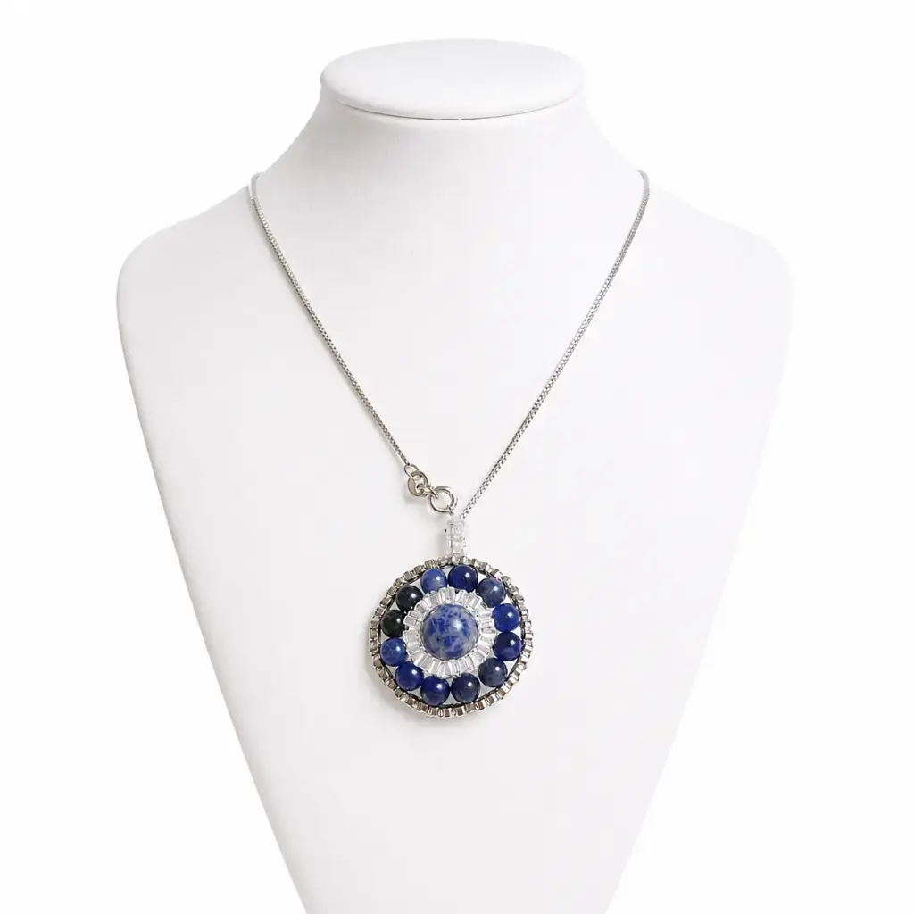 Lapis stone necklace  with Sterling silver chain 