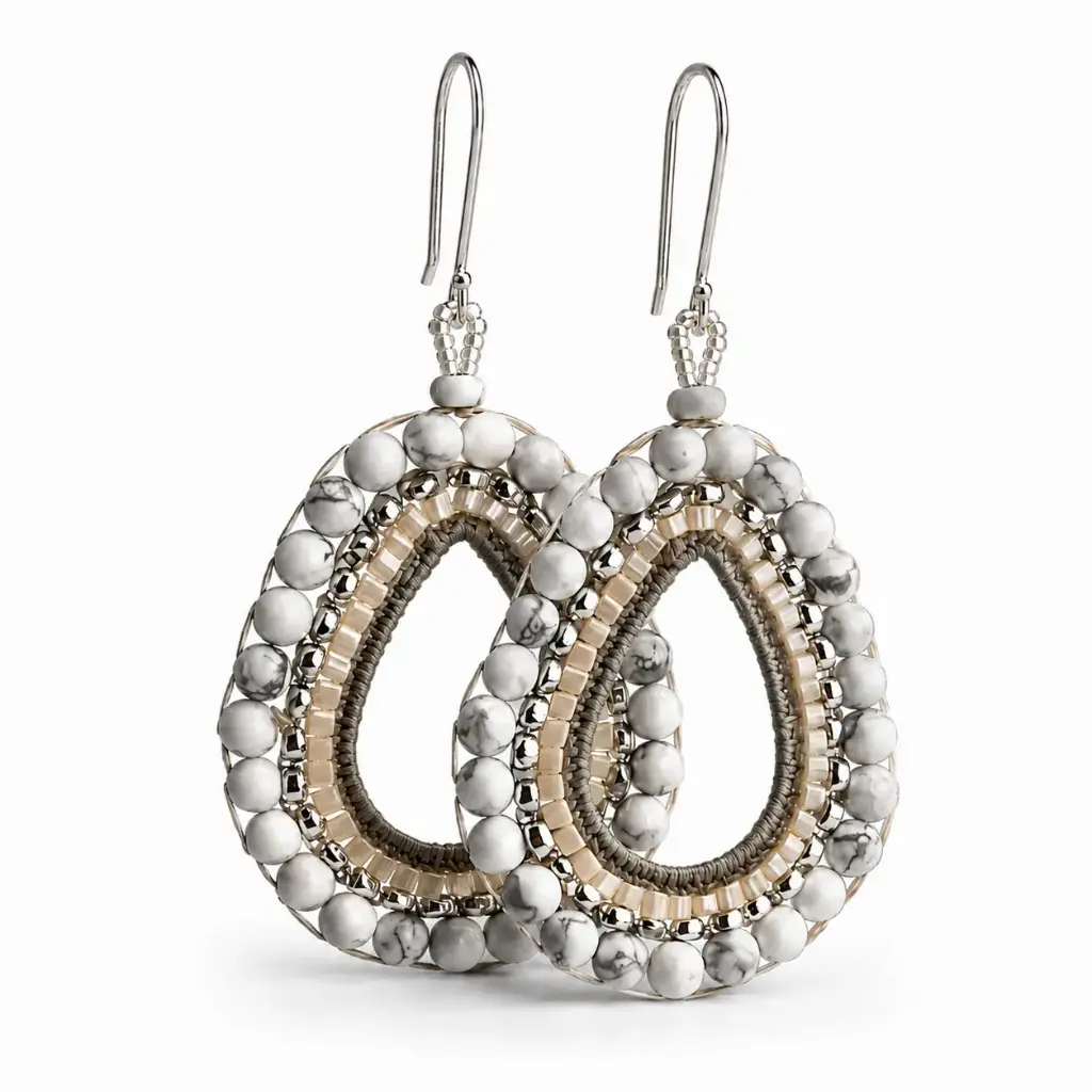 Howlite Teardrop Statement Earrings