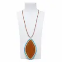 Bold Leaf-shaped beaded Leather Necklace