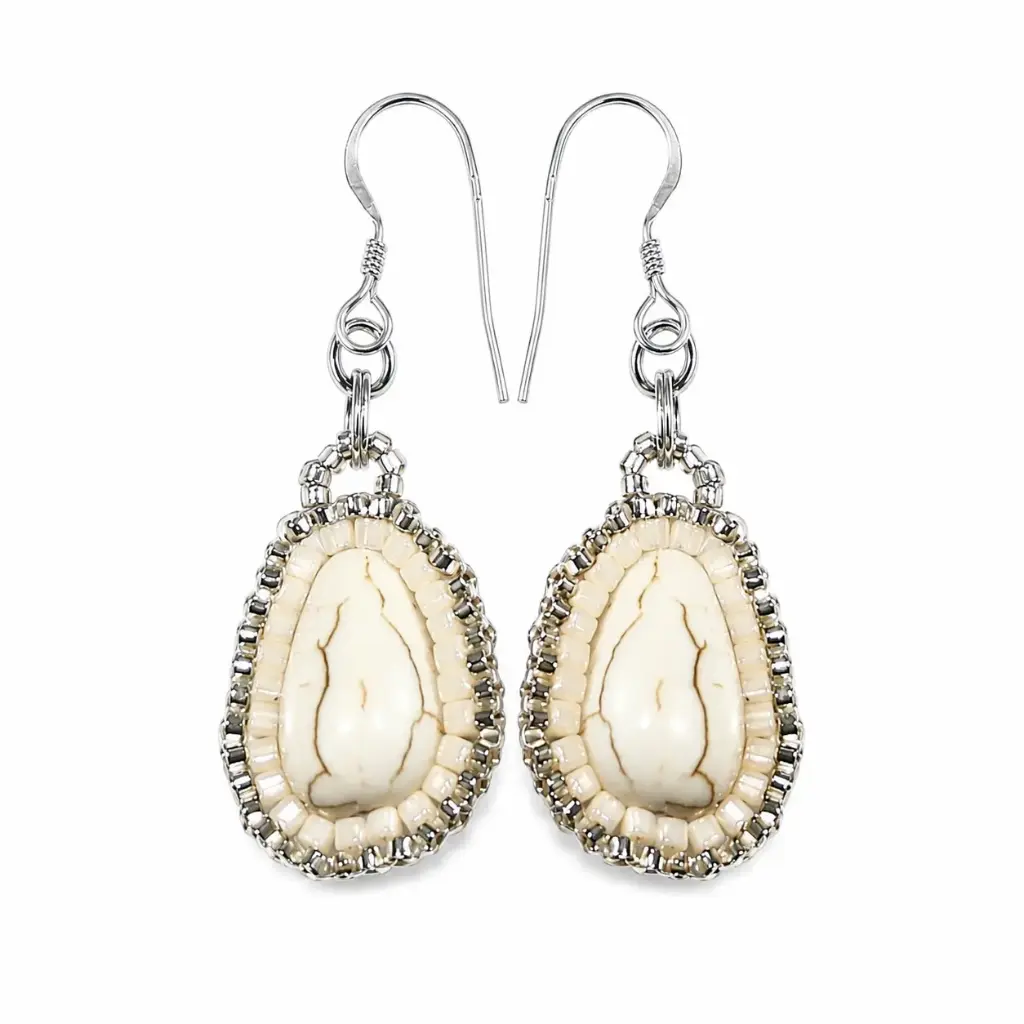 Ivory Elegance Howlite Earrings