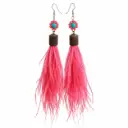 Coral bloom Ostrich Feather Earring