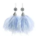Lapis stone & Ostrich feather Earrings