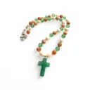 Multi-colour Gemstones necklace with a cross