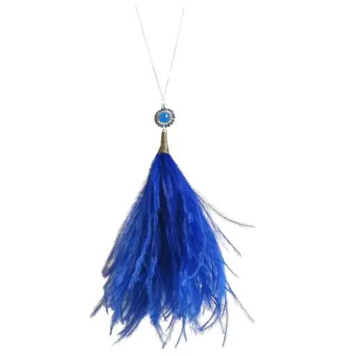 Royal blue Ostrich feather necklace