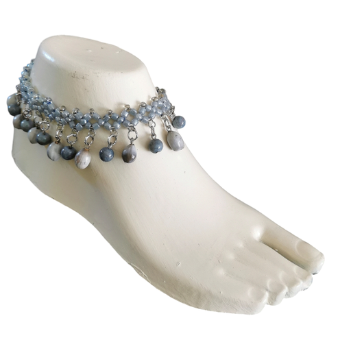 Grey Beaded Anklet