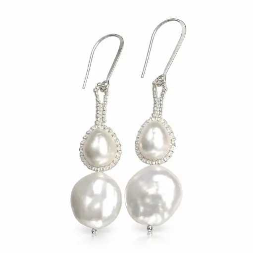 Double Pearl Drop Earrings