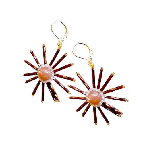 Beautiful Sun-Shaped Moonstone Earrings