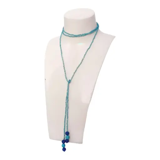Blue Stone & Japanese beads necklace 