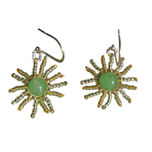 Elegant Aventurine & Japanese Beaded Earrings