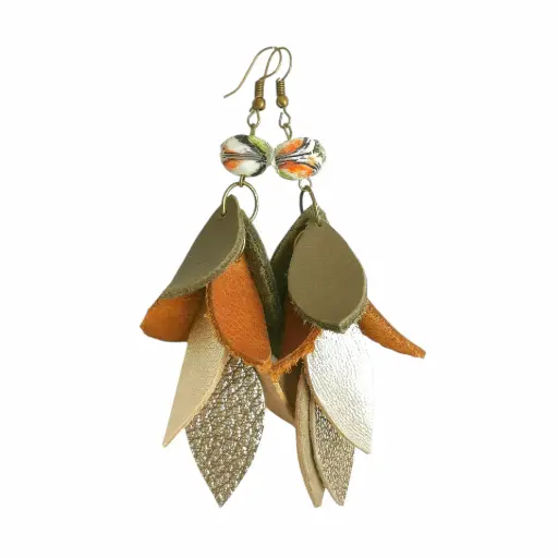 Elegantly Curved Genuine Leather Tasse Earrings